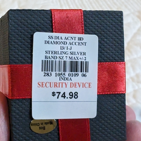 Natural Diamond ring, sterling silver, SS I3/I-J band/ size 7 - Picture 7 of 8